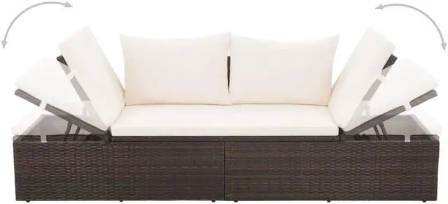 Alt view image 12 of 13 - vidaXL Patio Bed, Outdoor Lounge Bed, Adjustable Sides Lightweight Weather-Resistant Easy Maintenance, Washable Cushions & Poly Rattan Frame