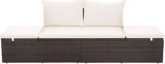 Alt view image 10 of 13 - vidaXL Patio Bed, Outdoor Lounge Bed, Adjustable Sides Lightweight Weather-Resistant Easy Maintenance, Washable Cushions & Poly Rattan Frame