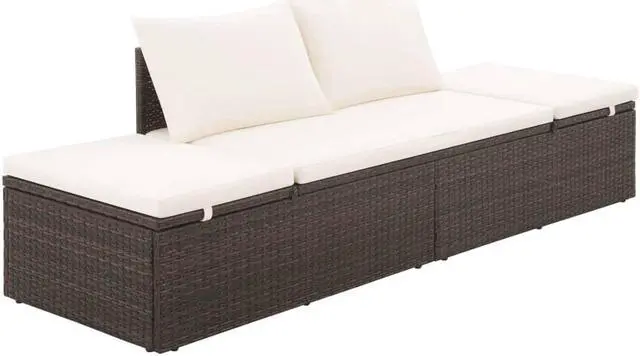 Alt view image 9 of 13 - vidaXL Patio Bed, Outdoor Lounge Bed, Adjustable Sides Lightweight Weather-Resistant Easy Maintenance, Washable Cushions & Poly Rattan Frame