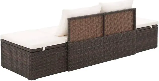 Alt view image 11 of 13 - vidaXL Patio Bed, Outdoor Lounge Bed, Adjustable Sides Lightweight Weather-Resistant Easy Maintenance, Washable Cushions & Poly Rattan Frame