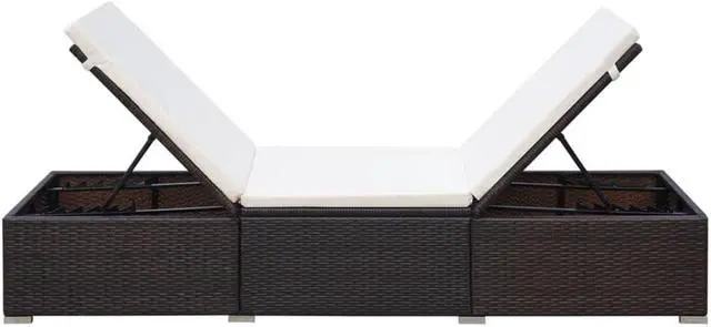 Alt view image 11 of 12 - vidaXL Patio Lounge Chair with Adjustable Backrest Sunlounger Brown Poly Rattan