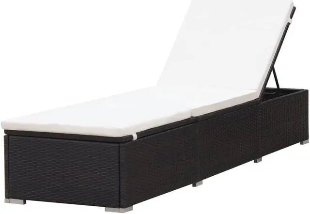 Alt view image 3 of 12 - vidaXL Patio Lounge Chair with Adjustable Backrest Sunlounger Brown Poly Rattan