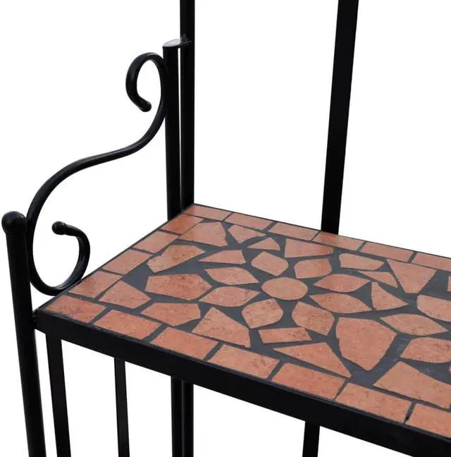 Alt view image 3 of 9 - vidaXL Plant Rack 3-Tier Plant Stand Shelves Flower Pot Stand Terracotta Mosaic
