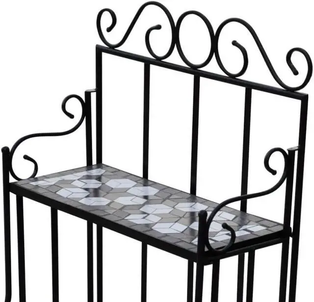 Alt view image 4 of 8 - vidaXL Plant Stand 3-Tier Plant Shelves Flower Pot Stand Blue White Mosaic