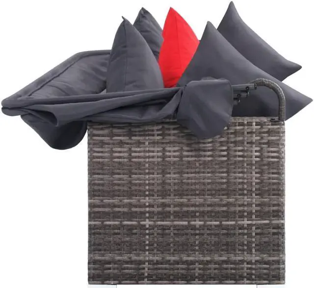 Alt view image 5 of 6 - vidaXL Patio Furniture Set 7 Piece Patio Sofa Set with Side Table Rattan Gray