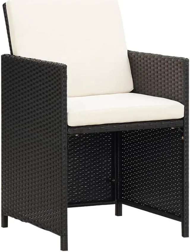 Alt view image 11 of 13 - vidaXL 2x Patio Dining Chair Wicker Poly Rattan Black Outdoor Garden Seats