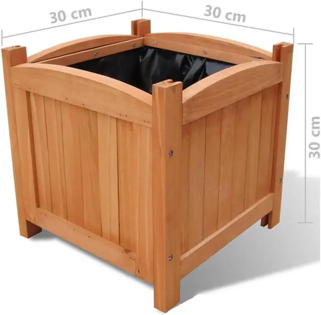 Alt view image 5 of 7 - vidaXL Planters Flower Boxes with PE Lining Outdoor Plant Boxes 4 Pcs Solid Wood