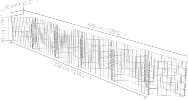 Alt view image 6 of 10 - vidaXL Gabion Basket 118.1"x11.8"x19.7" Patio Planter Raised Vegetable Bed