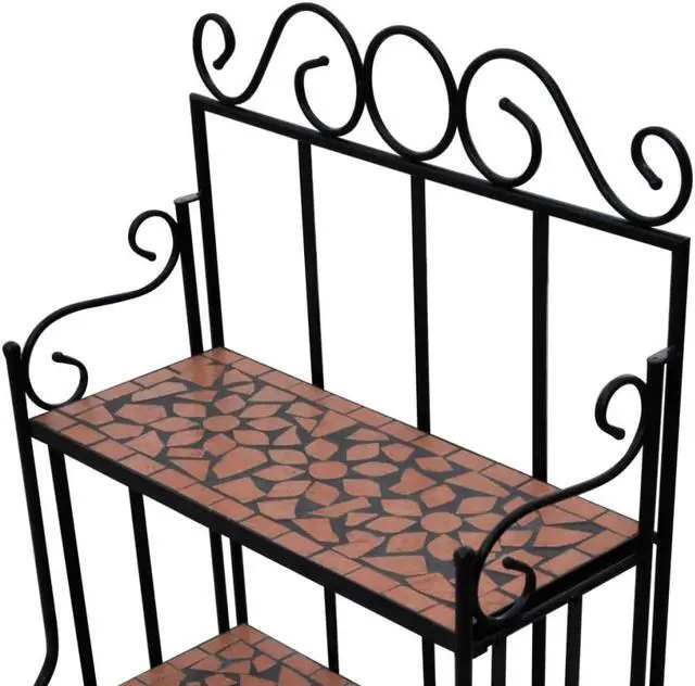 Alt view image 4 of 9 - vidaXL Plant Rack 3-Tier Plant Stand Shelves Flower Pot Stand Terracotta Mosaic