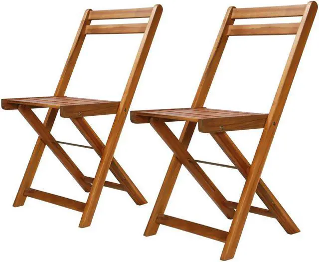 Main image of vidaXL Folding Patio Bar Chairs 2 Pcs Outdoor Bar Lawn Chair Solid Wood Acacia