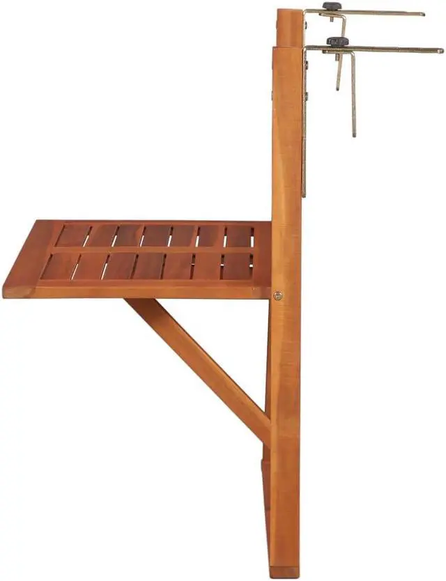 Alt view image 2 of 13 - vidaXL Solid Acacia Wood  Balcony Table Brown Furniture Patio Garden Hanging