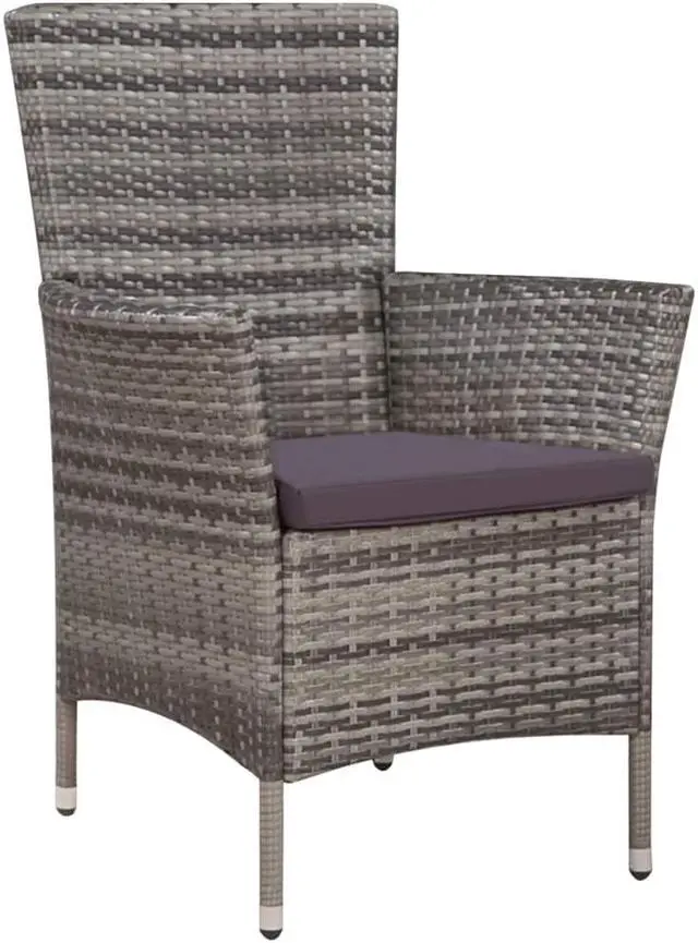 Alt view image 2 of 13 - vidaXL Patio Chair and Stool Sofa Furniture with Cushions Poly Rattan Gray