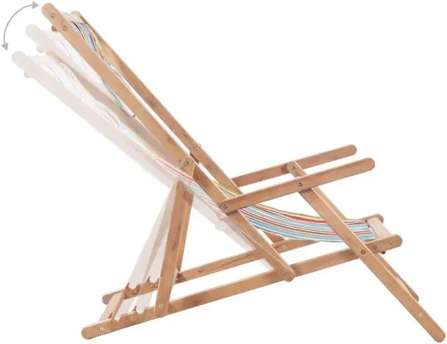 Alt view image 6 of 11 - vidaXL Beach Sling Patio Chair Lounge Chair Fabric and Wooden Frame Multicolor
