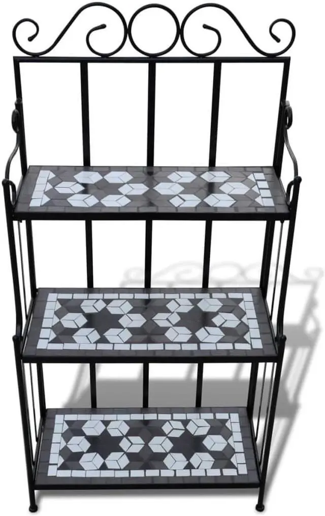 Alt view image 2 of 8 - vidaXL Plant Stand 3-Tier Plant Shelves Flower Pot Stand Blue White Mosaic