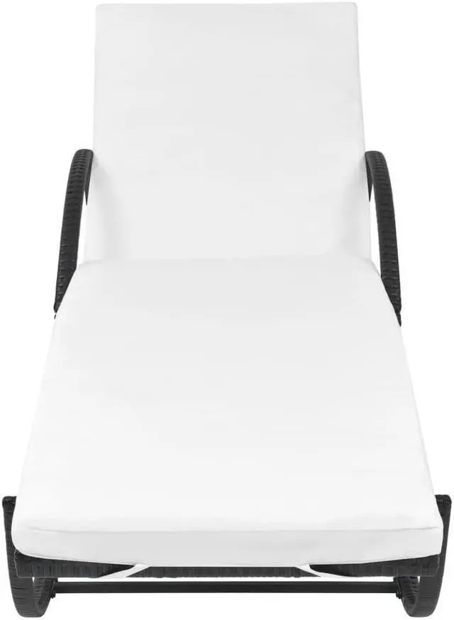 Alt view image 3 of 14 - vidaXL Patio Lounge Chair Outdoor Chaise Lounge with Cushion Poly Rattan Black