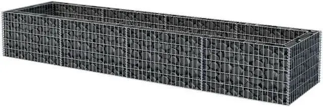 Alt view image 3 of 9 - vidaXL Gabion Raised Bed Steel 141.7"x35.4"x19.7" Silver Garden Outdoor Flower
