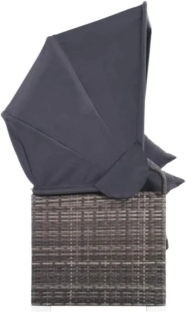 Alt view image 4 of 6 - vidaXL Patio Furniture Set 7 Piece Patio Sofa Set with Side Table Rattan Gray