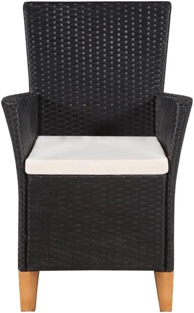 Alt view image 12 of 14 - vidaXL Patio Chairs 2 Pcs Dining Single Chair with Cushions Poly Rattan Black