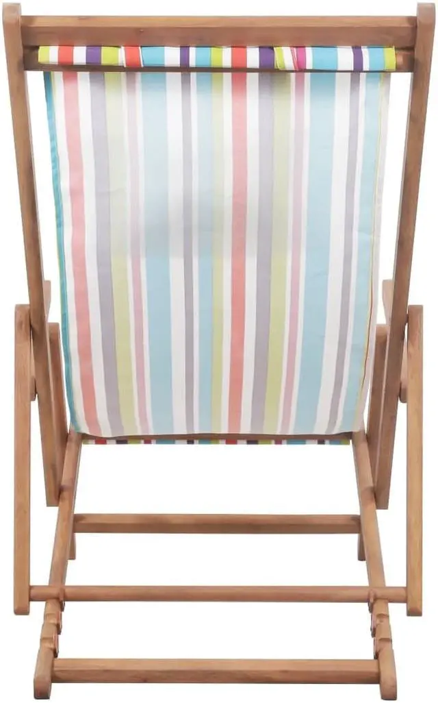 Alt view image 5 of 11 - vidaXL Beach Sling Patio Chair Lounge Chair Fabric and Wooden Frame Multicolor