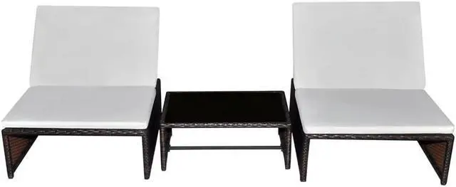 Alt view image 12 of 15 - vidaXL Reclining Patio Chairs with Table Furniture 2 Pcs Brown Poly Rattan