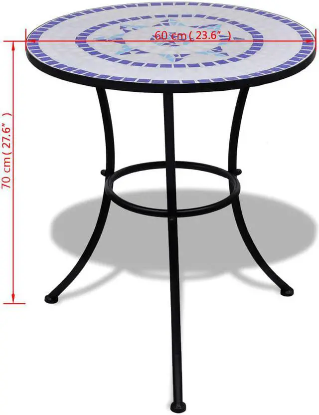 Alt view image 5 of 9 - vidaXL Bistro Table Mosaic Ceramic Blue White Outdoor Garden Patio Cafe Coffee