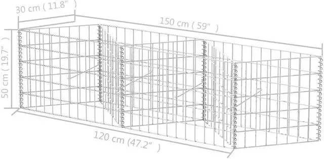 Alt view image 6 of 11 - vidaXL Gabion Basket 47.2"x19.7" Patio Planter Fence Raised Vegetable Bed