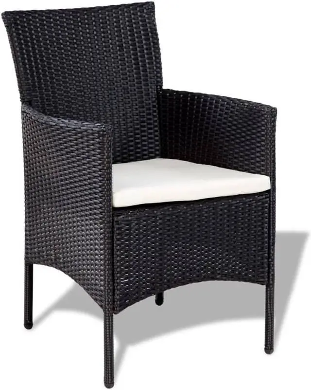 Alt view image 4 of 11 - vidaXL Patio Furniture Set 4 Piece Sofa with Coffee Table Poly Rattan Black