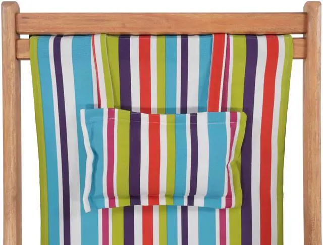 Alt view image 7 of 11 - vidaXL Beach Sling Patio Chair Lounge Chair Fabric and Wooden Frame Multicolor