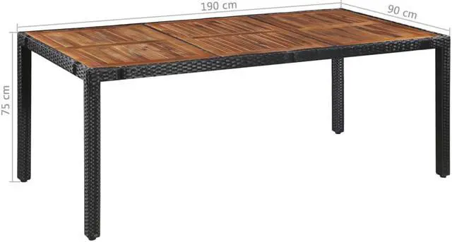 Alt view image 6 of 7 - vidaXL Patio Dining Set 9 Piece Table Set Poly Rattan and Acacia Wood Black
