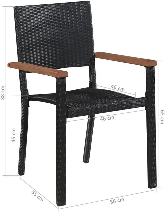 Alt view image 7 of 7 - vidaXL Patio Dining Set 9 Piece Table Set Poly Rattan and Acacia Wood Black