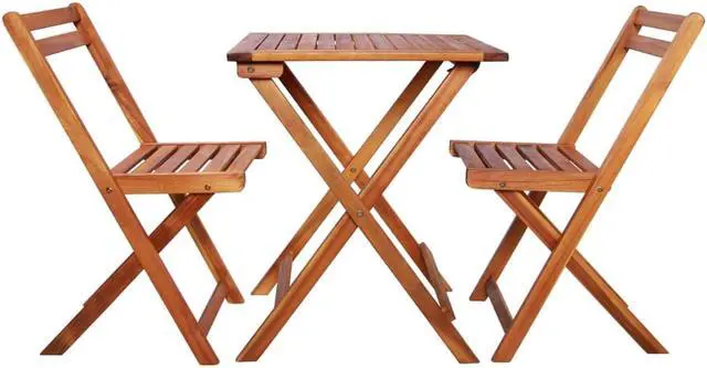 Alt view image 2 of 11 - vidaXL Patio Bistro Set 3 Piece Folding Table and Chairs Solid Acacia Wood