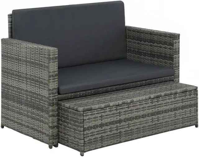 Alt view image 3 of 14 - vidaXL Patio Lounge Chair with Cushion and Adjustable Backrest Brown Poly Rattan