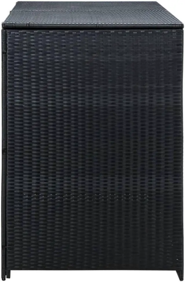 Alt view image 4 of 13 - vidaXL Garbage Can Shed Trash Bin Shed Wheelie Bin Storage Black Poly Rattan