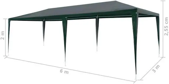 Alt view image 6 of 11 - vidaXL Party Tent Outdoor Canopy Tent Patio Gazebo Marquee Sunshade PE Green