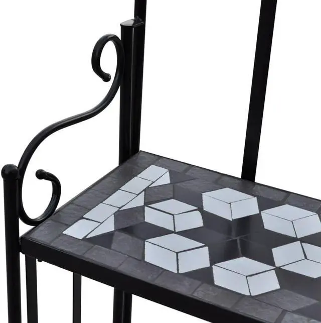 Alt view image 3 of 8 - vidaXL Plant Stand 3-Tier Plant Shelves Flower Pot Stand Blue White Mosaic