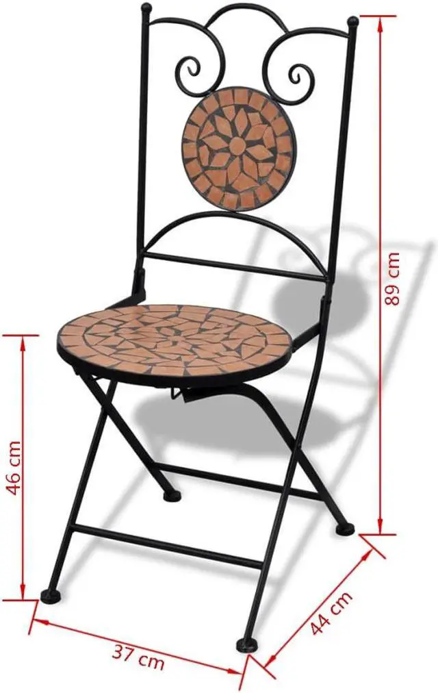 Alt view image 4 of 7 - vidaXL Folding Bistro Chairs 2 Pcs Folding Outdoor Chair Ceramic Terracotta