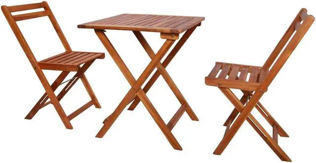 Main image of vidaXL Patio Bistro Set 3 Piece Folding Table and Chairs Solid Acacia Wood