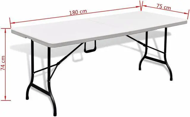 Alt view image 6 of 14 - vidaXL Folding Patio Table Outdoor Dining Table Camping Suitcase Table HDPE