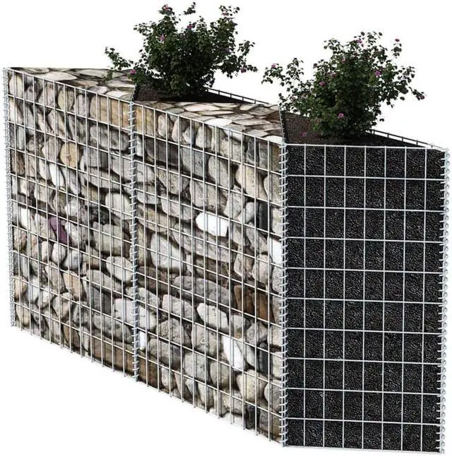 Alt view image 10 of 13 - vidaXL Gabion Basket for Garden, Galvanized Steel Gabion Planter, Gabion Raised Bed, High Load Capacity, 59''x11,8''x39,4''