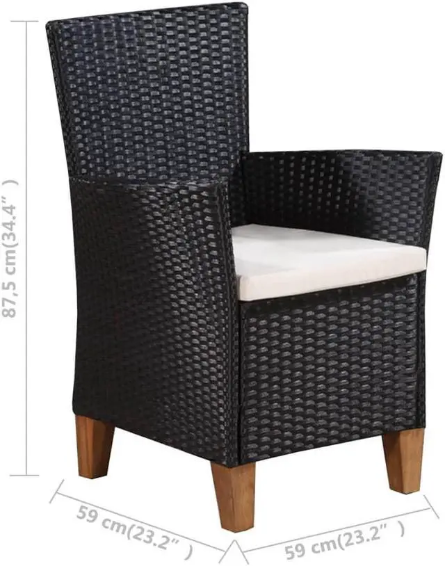 Alt view image 7 of 7 - vidaXL Patio Dining Set Outdoor Dining Set 5 Piece Poly Rattan Black and Brown