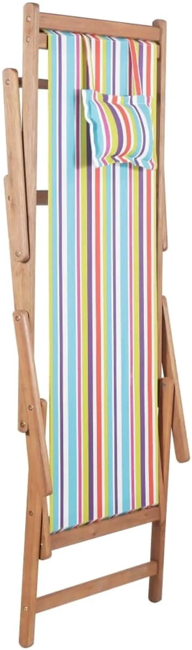 Alt view image 4 of 11 - vidaXL Beach Sling Patio Chair Lounge Chair Fabric and Wooden Frame Multicolor