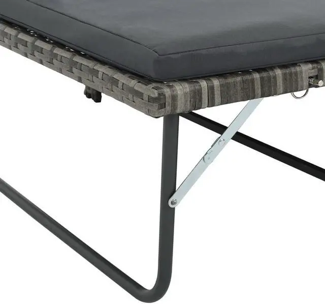 Alt view image 7 of 14 - vidaXL Patio Lounge Chair with Cushion and Adjustable Backrest Brown Poly Rattan