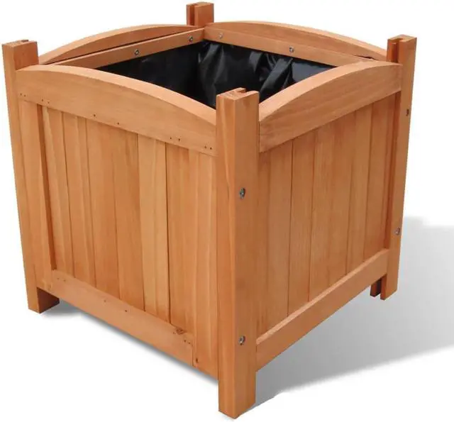 Alt view image 2 of 7 - vidaXL Planters Flower Boxes with PE Lining Outdoor Plant Boxes 4 Pcs Solid Wood