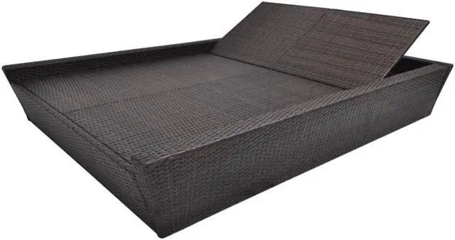 Alt view image 5 of 7 - vidaXL Patio Bed Outdoor Rattan Daybed Sunbed with Cushion Poly Rattan Brown
