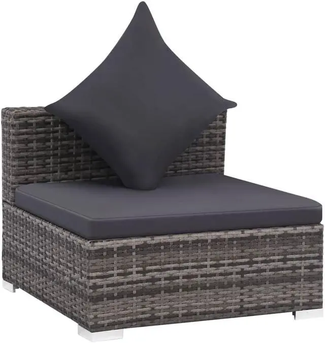 Alt view image 6 of 6 - vidaXL Patio Furniture Set 7 Piece Patio Sofa Set with Side Table Rattan Gray