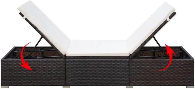 Alt view image 4 of 12 - vidaXL Patio Lounge Chair with Adjustable Backrest Sunlounger Brown Poly Rattan