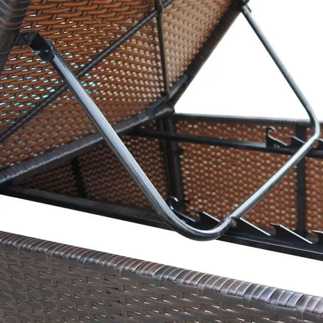 Alt view image 6 of 12 - vidaXL Patio Lounge Chair with Adjustable Backrest Sunlounger Brown Poly Rattan