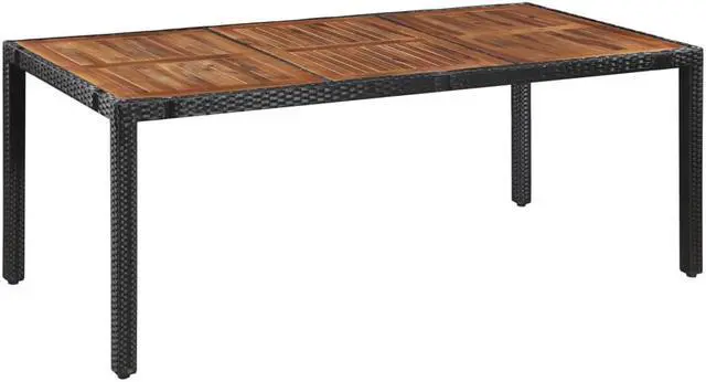 Alt view image 2 of 7 - vidaXL Patio Dining Set 9 Piece Table Set Poly Rattan and Acacia Wood Black
