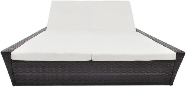 Alt view image 2 of 7 - vidaXL Patio Bed Outdoor Rattan Daybed Sunbed with Cushion Poly Rattan Brown