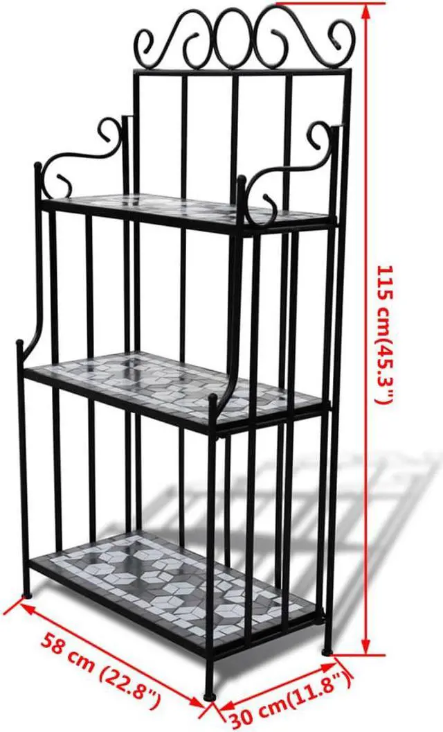 Alt view image 5 of 8 - vidaXL Plant Stand 3-Tier Plant Shelves Flower Pot Stand Blue White Mosaic